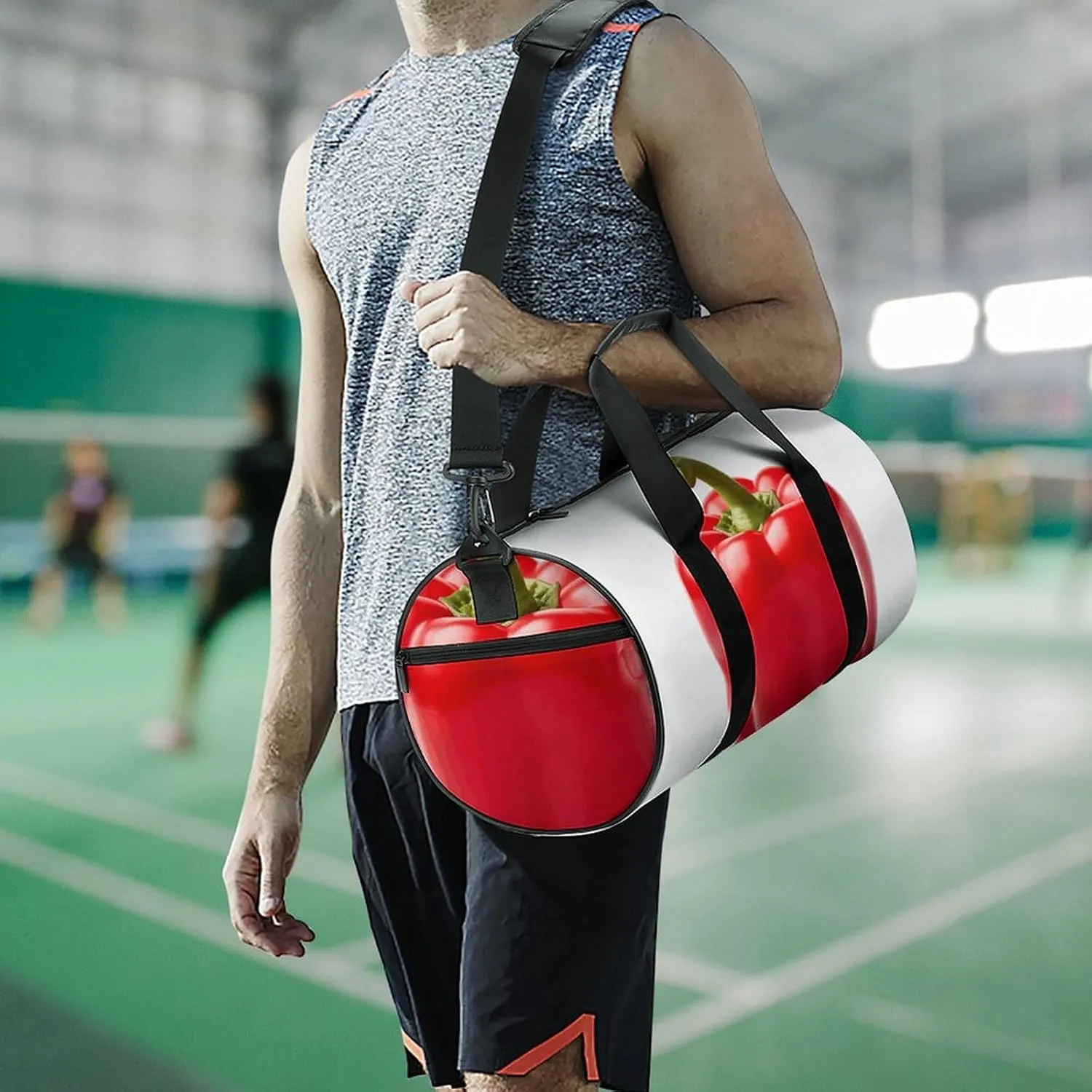 Gym Bag for Men Women Red Bell Pepper Duffel Bag Overnight Bag with Compartment Gym Sackpac