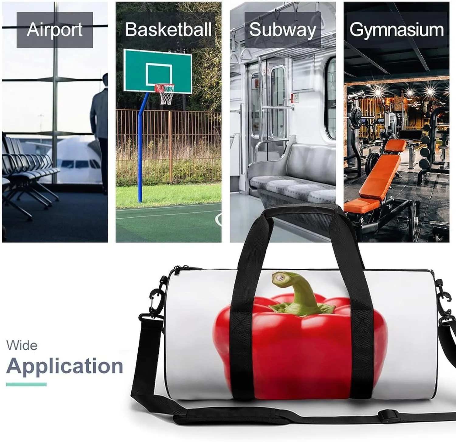 Gym Bag for Men Women Red Bell Pepper Duffel Bag Overnight Bag with Compartment Gym Sackpac