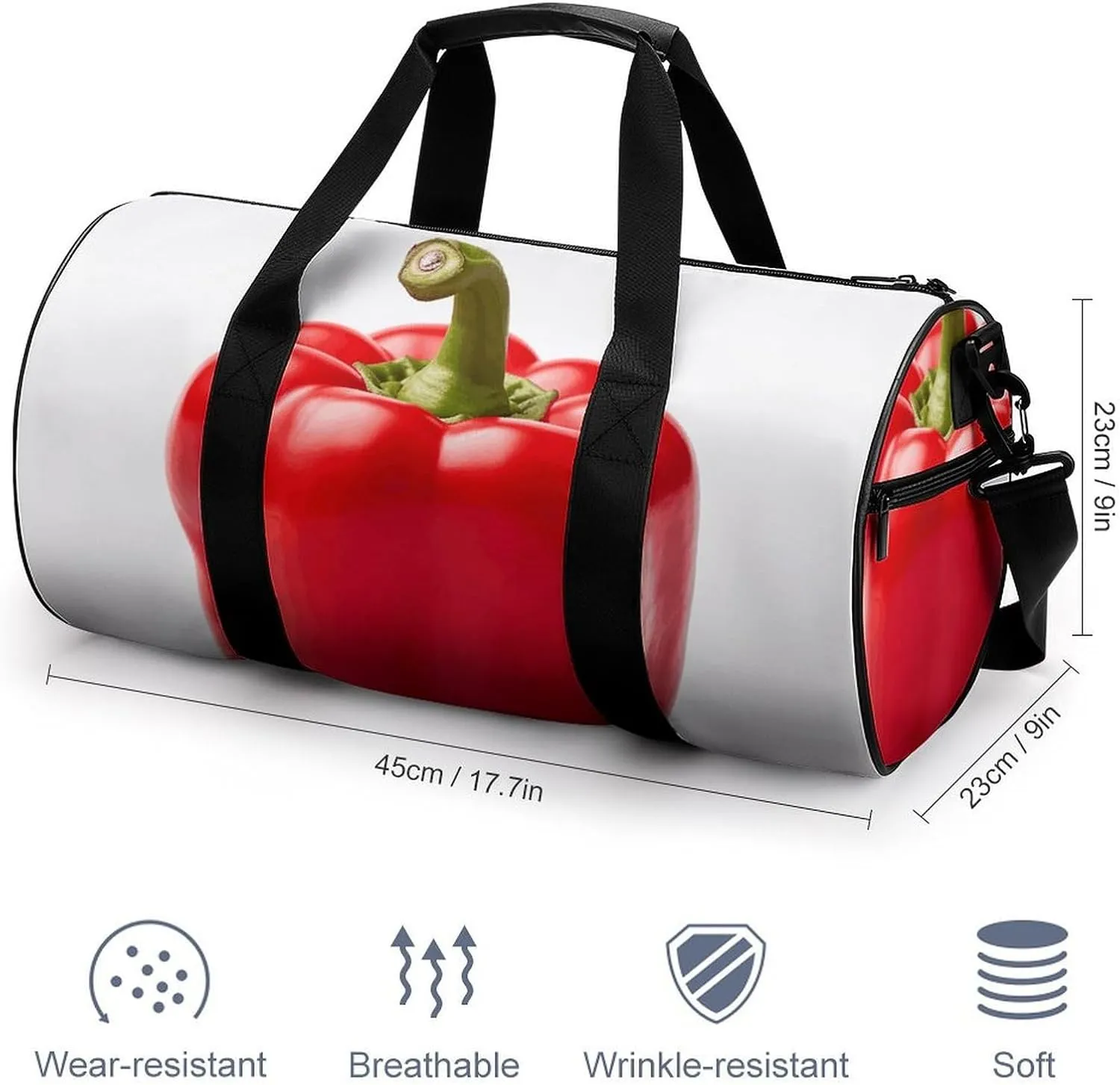 Gym Bag for Men Women Red Bell Pepper Duffel Bag Overnight Bag with Compartment Gym Sackpac