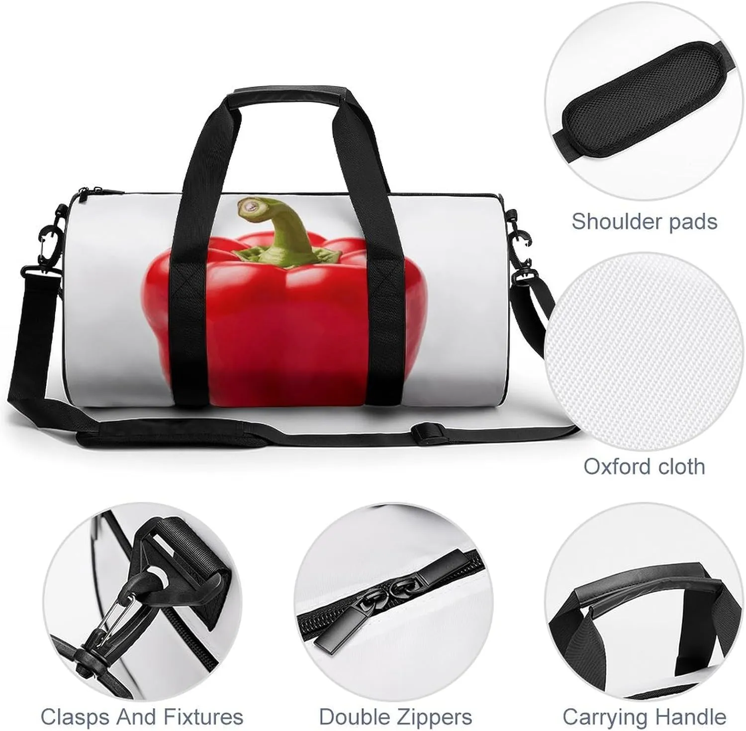 Gym Bag for Men Women Red Bell Pepper Duffel Bag Overnight Bag with Compartment Gym Sackpac