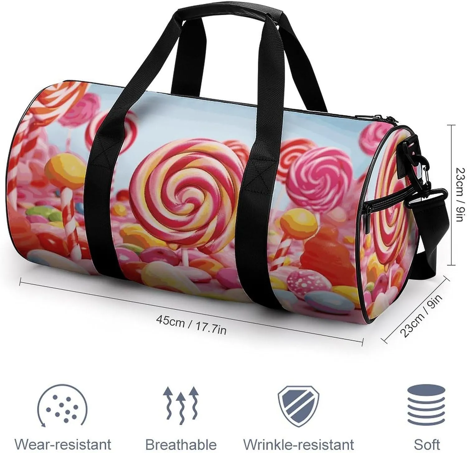 Gym Bag for Men Women Sweet Candy Duffel Bag Overnight Bag with Compartment Gym Sackpac