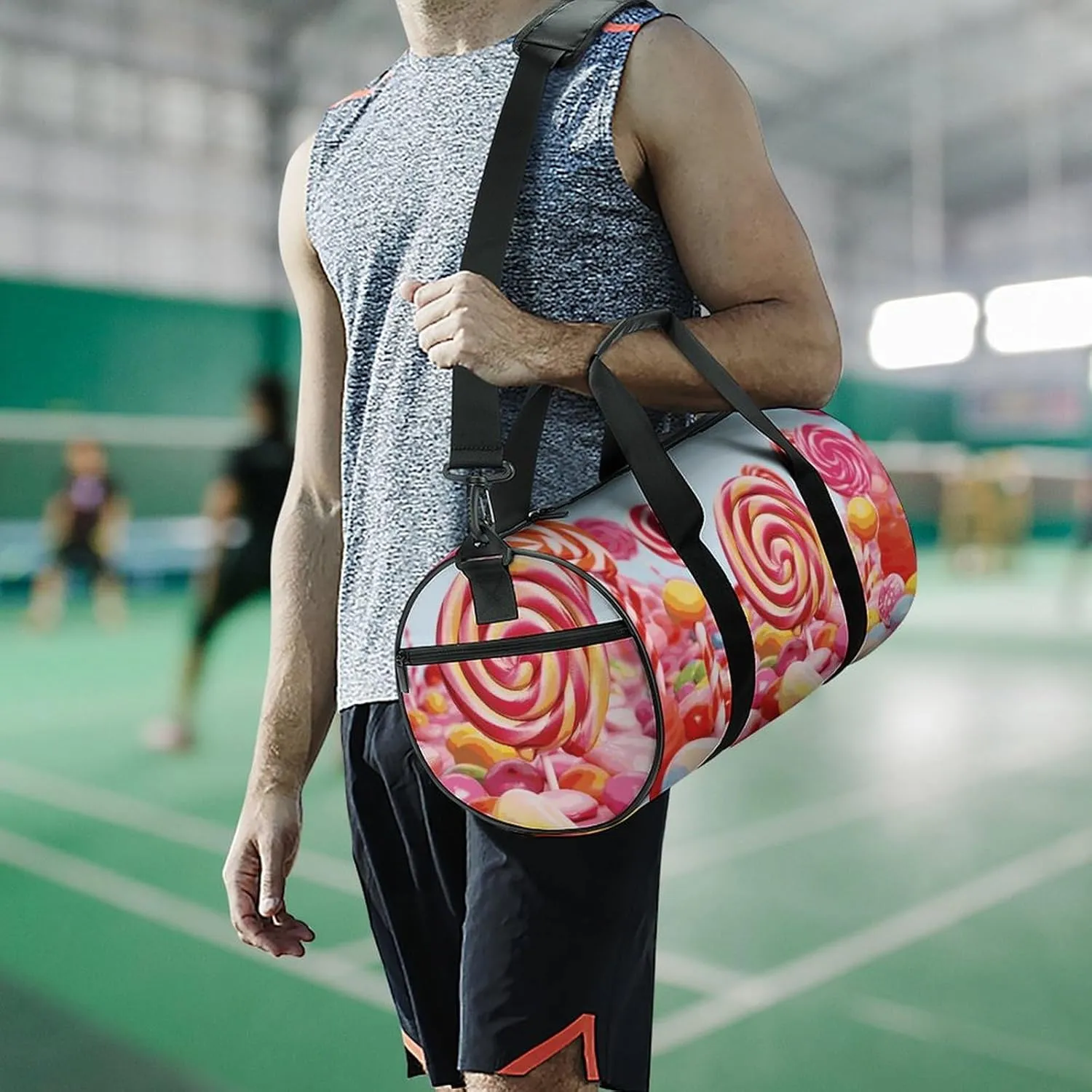 Gym Bag for Men Women Sweet Candy Duffel Bag Overnight Bag with Compartment Gym Sackpac