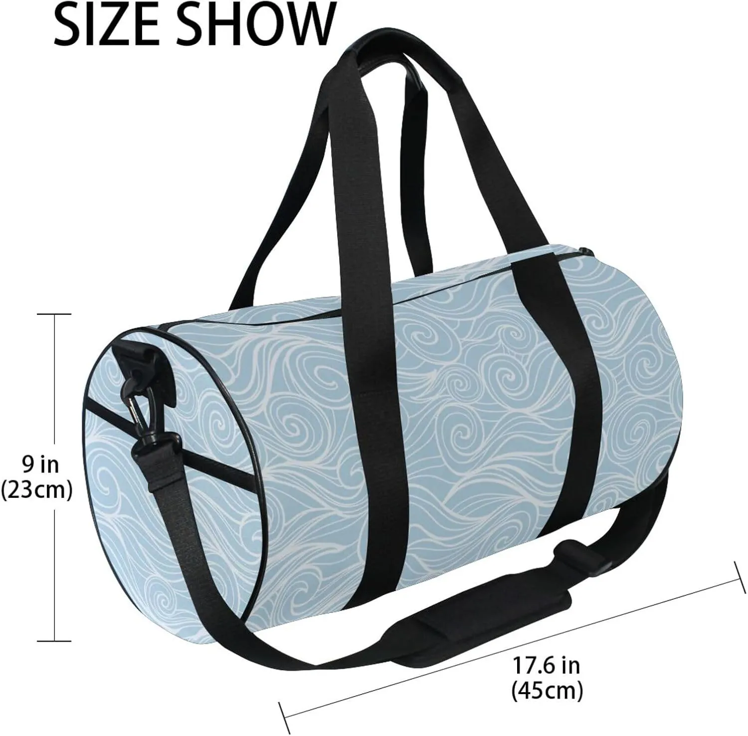 Gym Bag,Sports Duffle Bag,Cute Gym Bags with Inner Pocket,Weekender Travel Bag For Sport Workout Women Men,17.6x9 IN Blue Curve