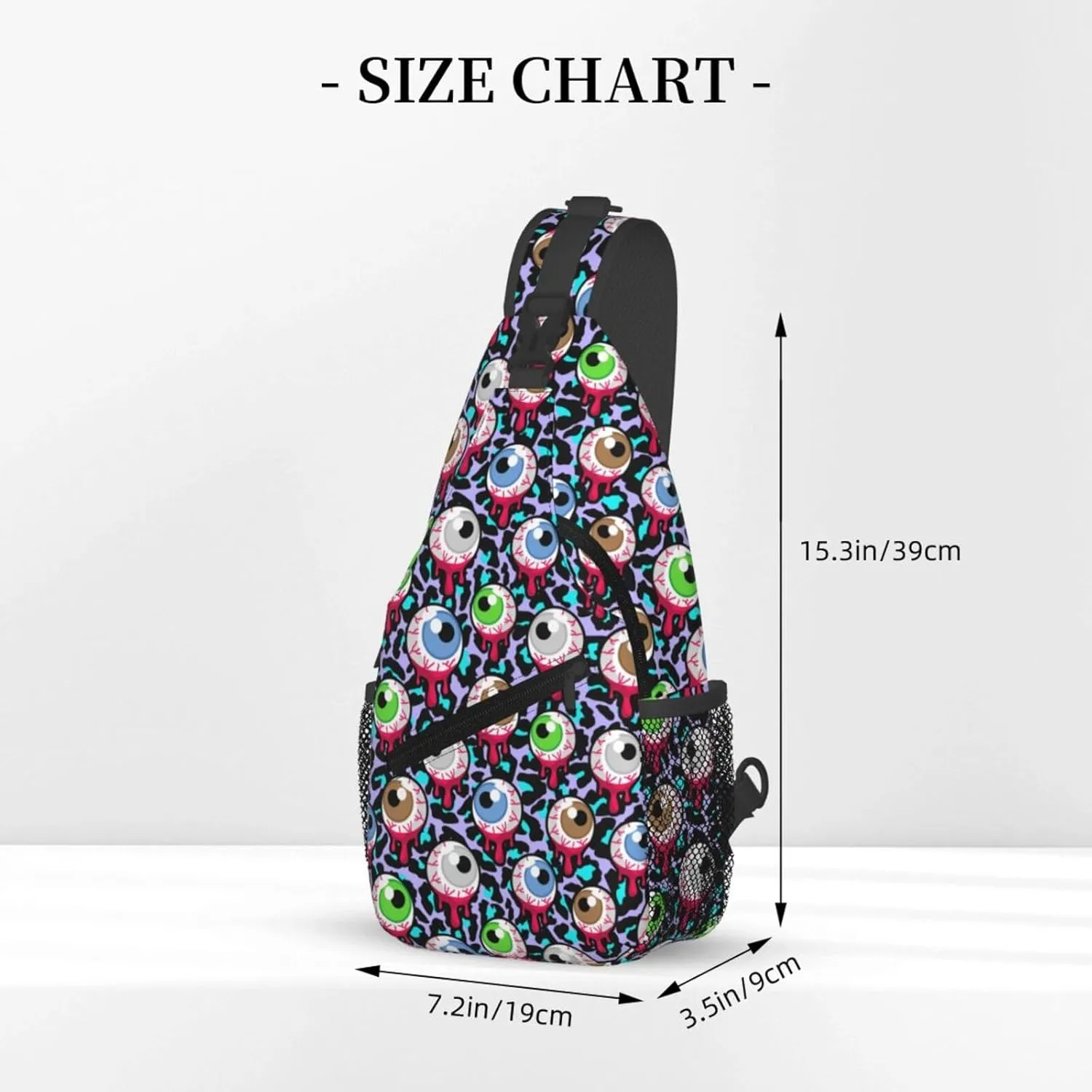 Halloween Crossbody Sling Bag For Women Men Bloody Zombie Eyeballs Creepy Eyes Chest Bag Adjustable Shoulder Bag Sling Backpack Casual Daypack