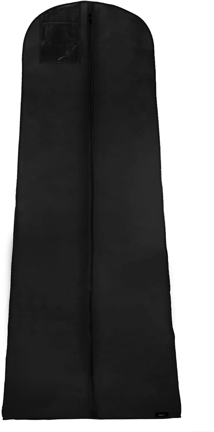 HANGERWORLD 72inch Breathable Wedding Gown Long Dress Hanging Garment Bag for Closet Storage (Black)