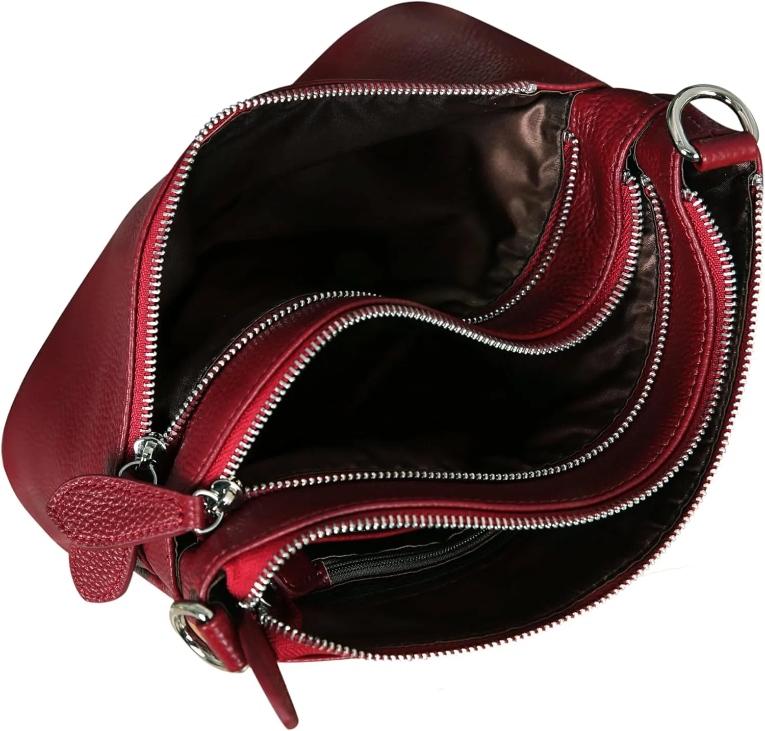 HESHE Leather Crossbody Bags Purses for Women Small Functional Multi Pocket Cross Body Purses Shoulder Satchel Handbags