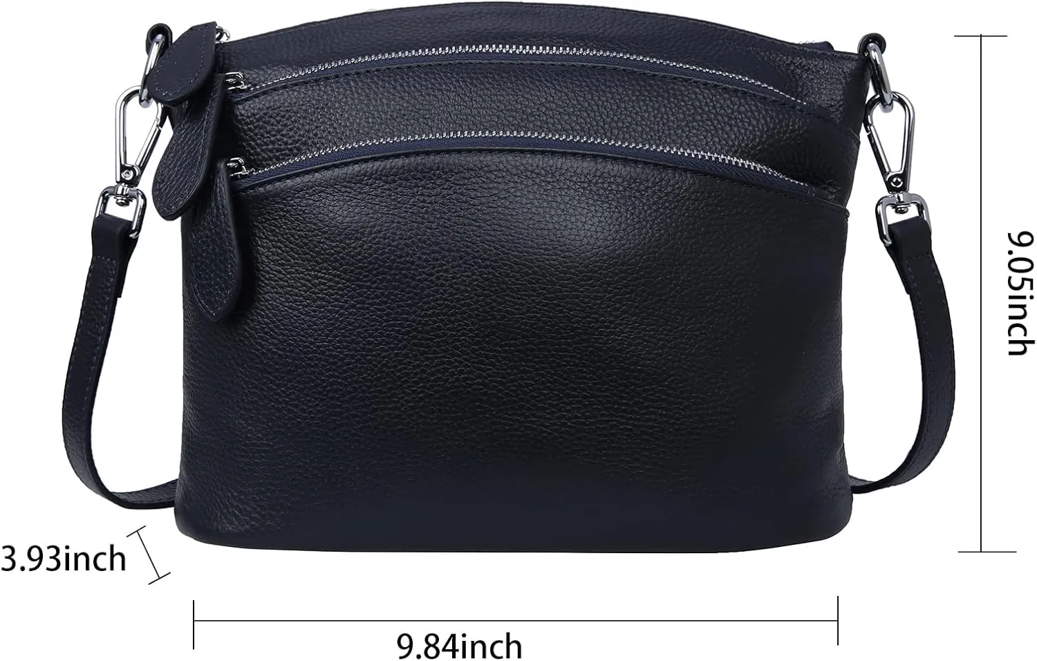 HESHE Leather Crossbody Bags Purses for Women Small Functional Multi Pocket Cross Body Purses Shoulder Satchel Handbags