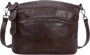 HESHE Leather Crossbody Bags Purses for Women Small Functional Multi Pocket Cross Body Purses Shoulder Satchel Handbags