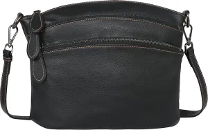 HESHE Leather Crossbody Bags Purses for Women Small Functional Multi Pocket Cross Body Purses Shoulder Satchel Handbags
