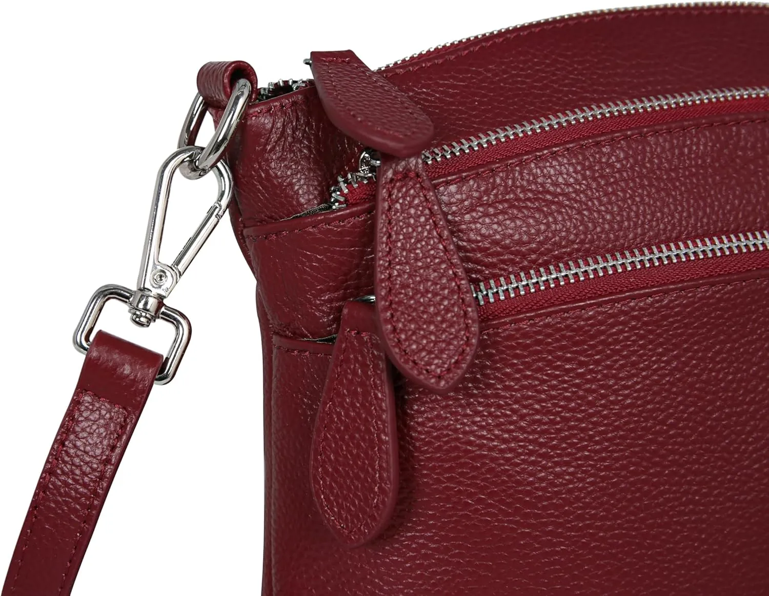 HESHE Leather Crossbody Bags Purses for Women Small Functional Multi Pocket Cross Body Purses Shoulder Satchel Handbags