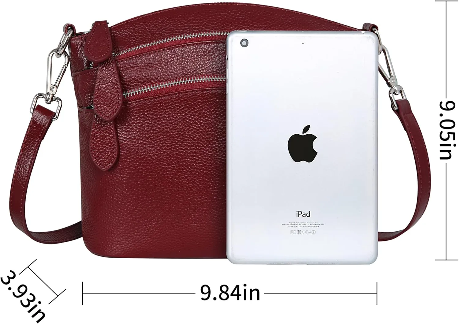 HESHE Leather Crossbody Bags Purses for Women Small Functional Multi Pocket Cross Body Purses Shoulder Satchel Handbags