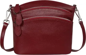 HESHE Leather Crossbody Bags Purses for Women Small Functional Multi Pocket Cross Body Purses Shoulder Satchel Handbags