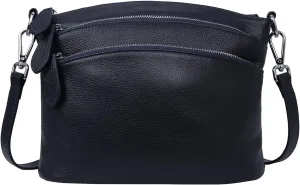 HESHE Leather Crossbody Bags Purses for Women Small Functional Multi Pocket Cross Body Purses Shoulder Satchel Handbags