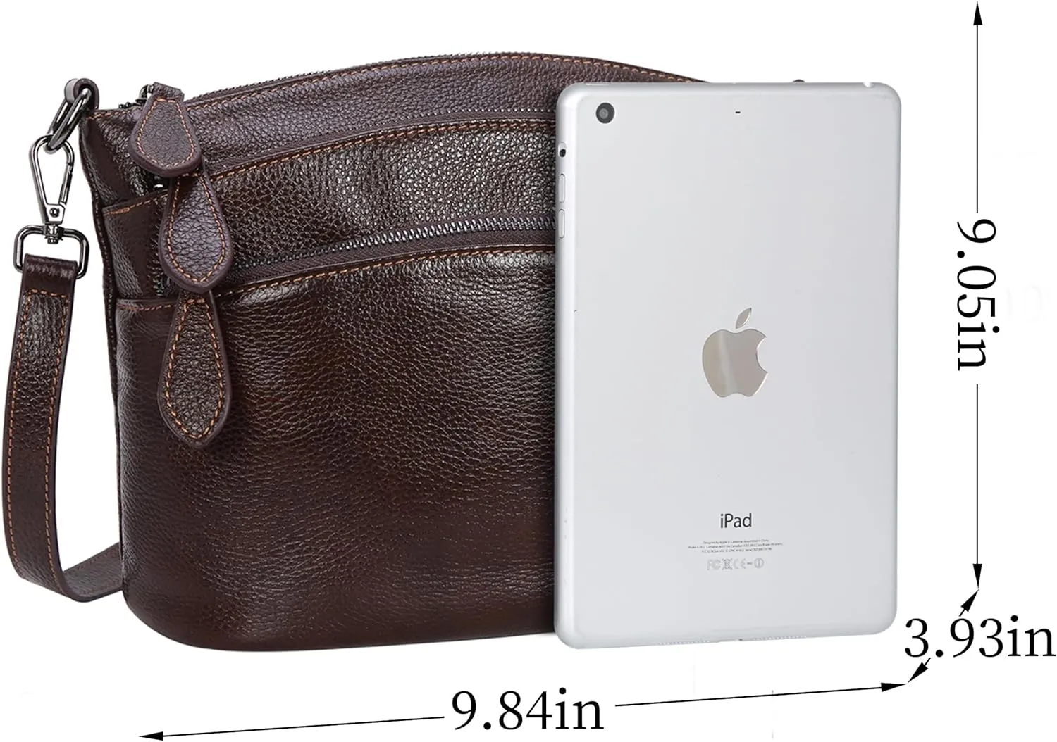 HESHE Leather Crossbody Bags Purses for Women Small Functional Multi Pocket Cross Body Purses Shoulder Satchel Handbags