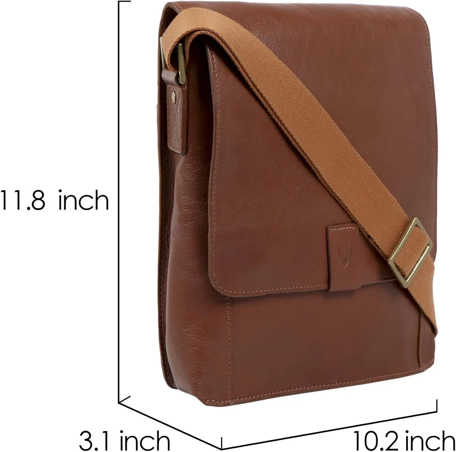 Hidesign Aiden Genuine Leather Medium Crossbody Men/Women Shoulder Messenger Bag / Travel Bag / 10.5" iPad Bag, Tan