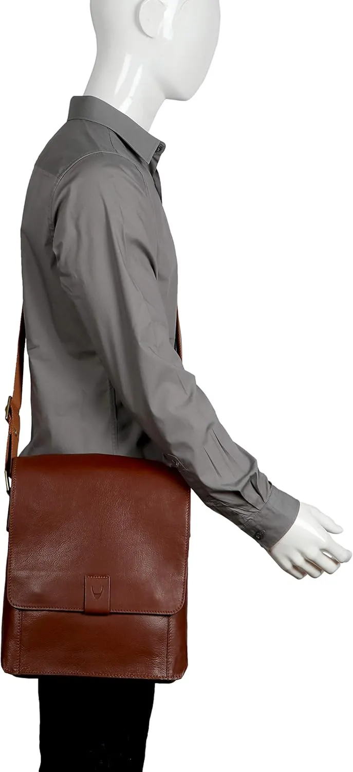 Hidesign Aiden Genuine Leather Medium Crossbody Men/Women Shoulder Messenger Bag / Travel Bag / 10.5" iPad Bag, Tan