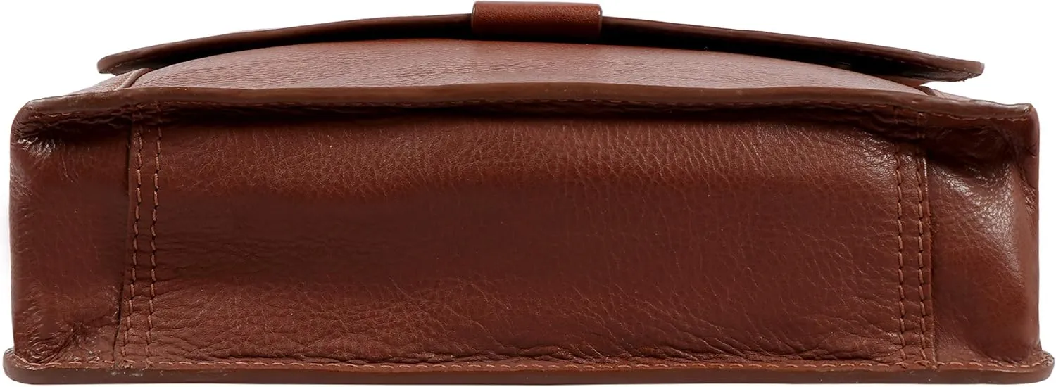 Hidesign Aiden Genuine Leather Medium Crossbody Men/Women Shoulder Messenger Bag / Travel Bag / 10.5" iPad Bag, Tan