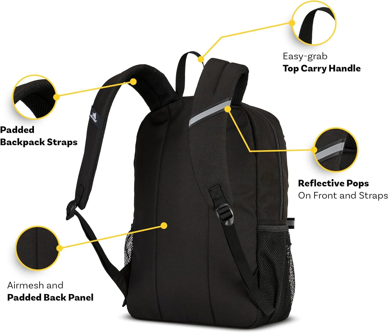 High Sierra Abbreviate Backpack, Laptop Bookbag for Travel, Black, One Size