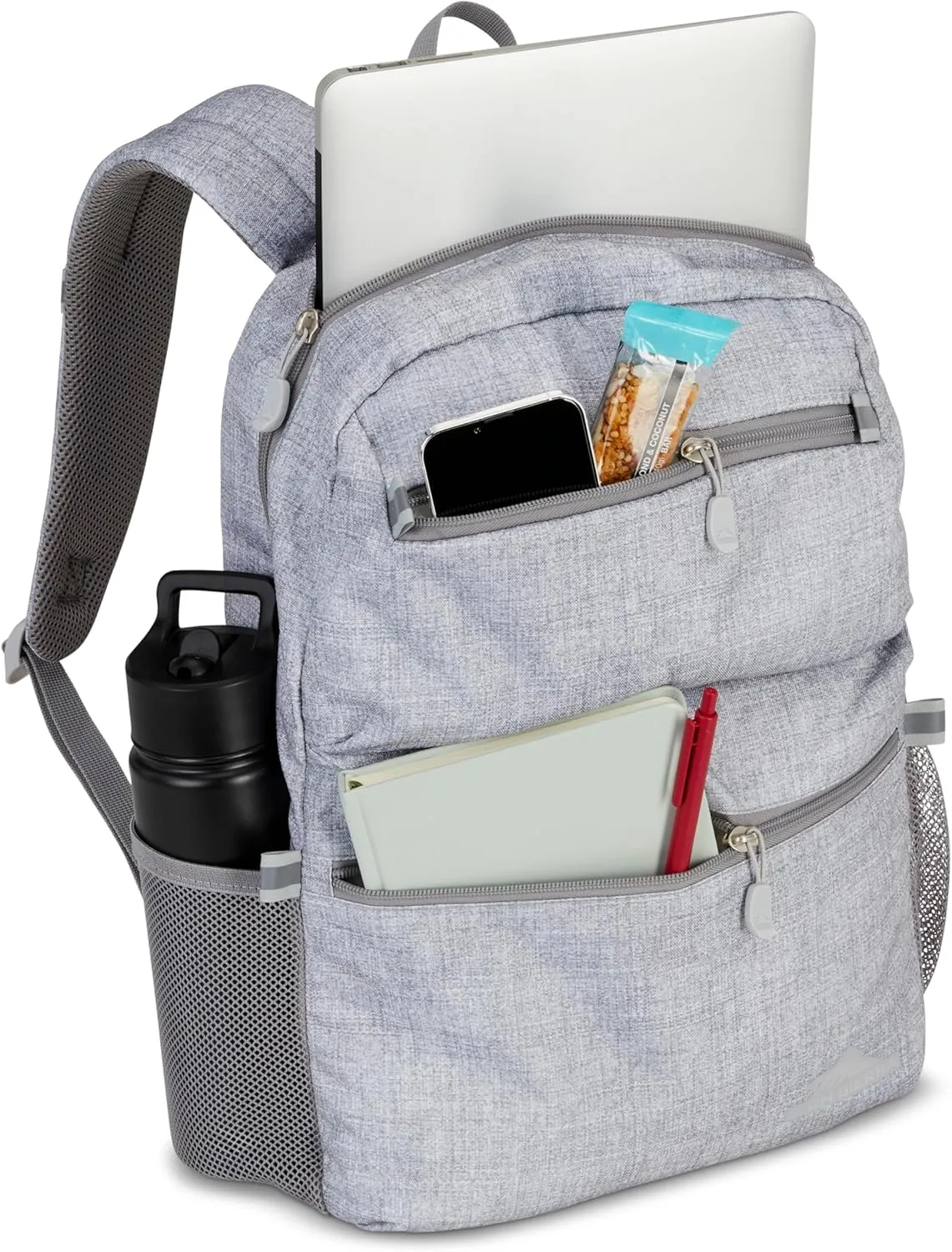 High Sierra Abbreviate Backpack, Laptop Bookbag for Travel, Silver Heather, One Size