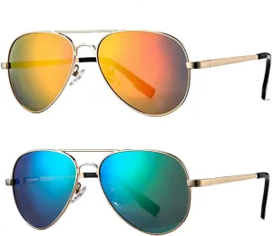 HJSTES Polarized Aviator Sunglasses for Women Men Classic Metal Shades Mirror Lens 100% UV Blocking, 58mm