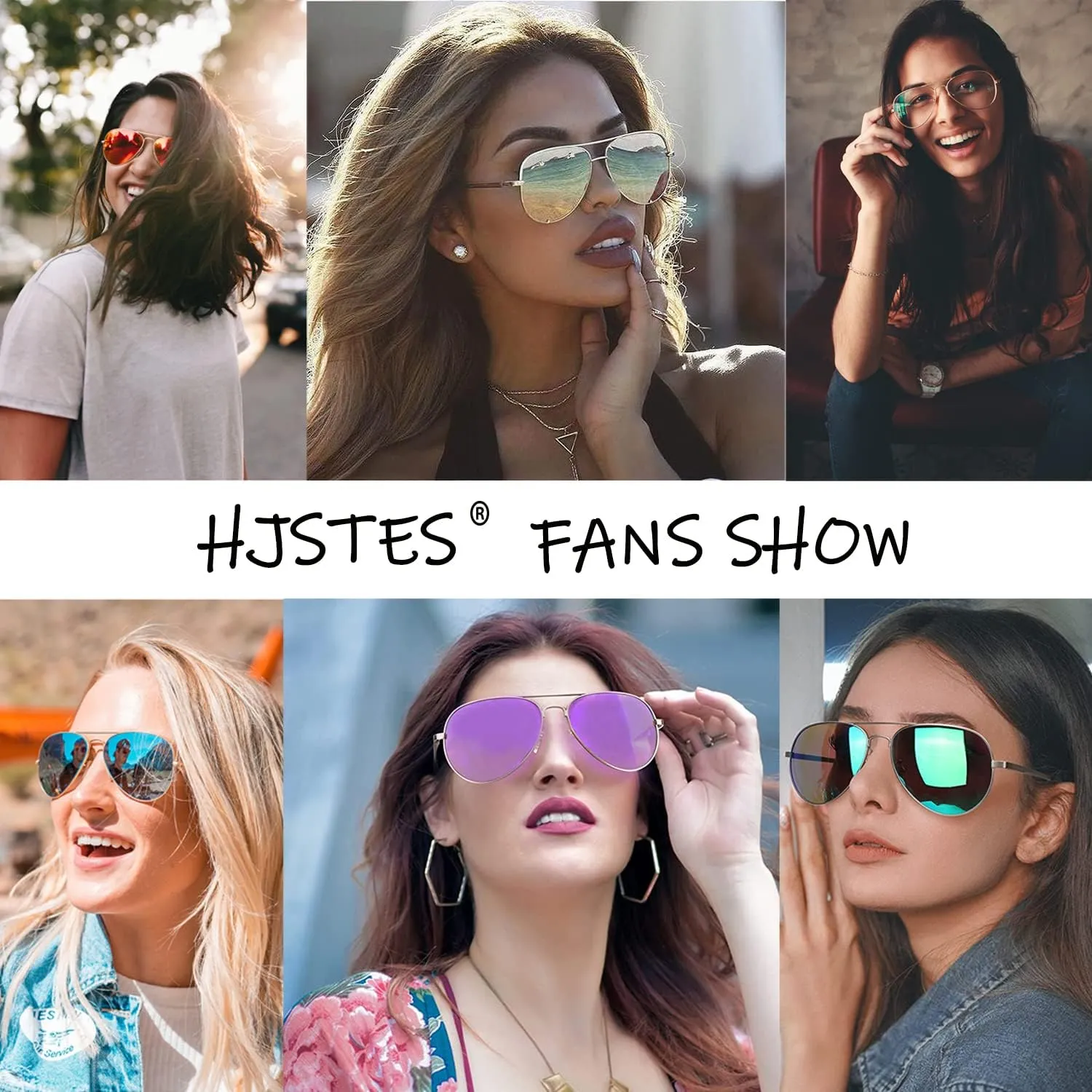 HJSTES Polarized Aviator Sunglasses for Women Men Classic Metal Shades Mirror Lens 100% UV Blocking, 58mm