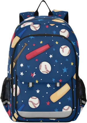 Hockey Stick Baseball Footballs Backpack for Boys Girls Elementary School Bag Kids Bookbag Travel Rucksack With Reflective Stripes