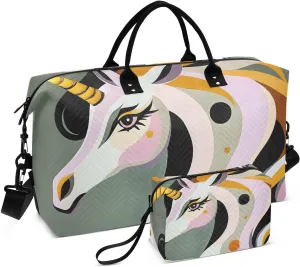 Horse Abstract Face Duffel Bag for Traveling, Gym Bags with Multiple Interior Pockets for Women Men Toiletry Purse Included 20.5”x 1.9” x 13.8”