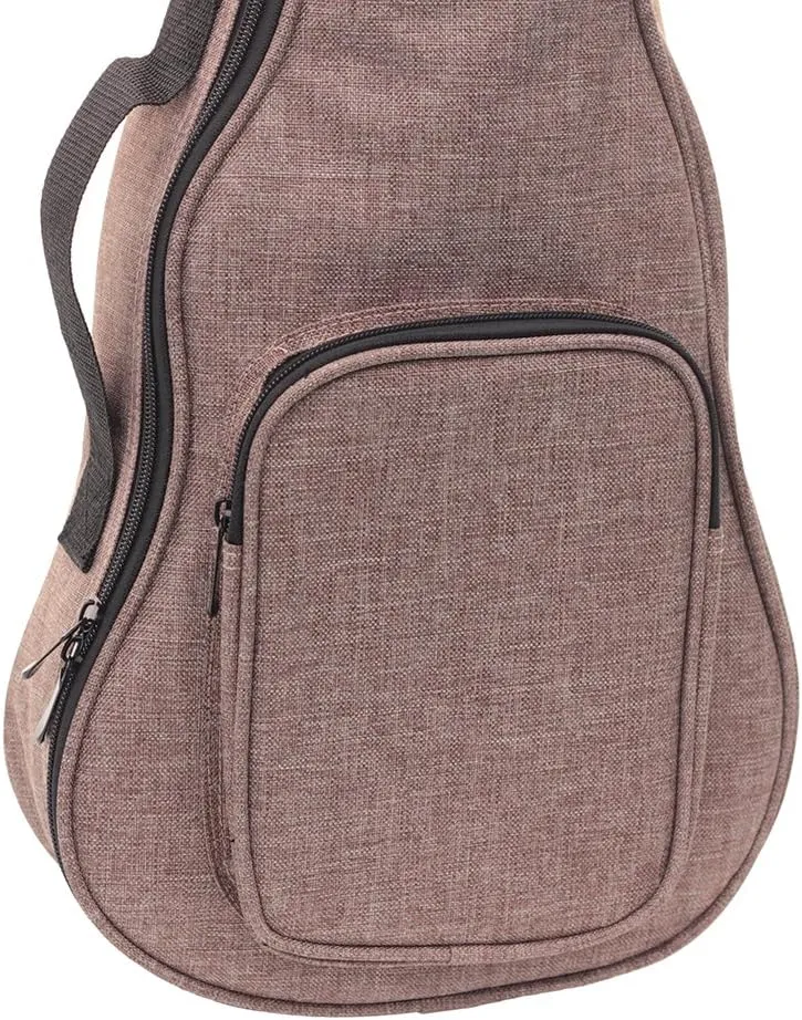 HOT SEAL Simple Linen 10MM Classic Thick Durable Ukulele Case Bag with Large Storage (26in, Brown)
