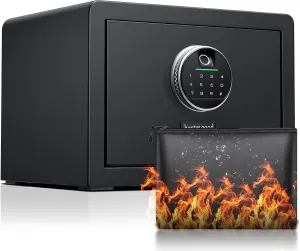 Hunter Good 1.0 Cubic Fingerprint Fireproof Home Safe With Fireproof Document Bag, Digital Security Safe With Removable Shelf Secure Cash, Jewelry and Valuables. (9.8'H X 13.8'W X 11'D)