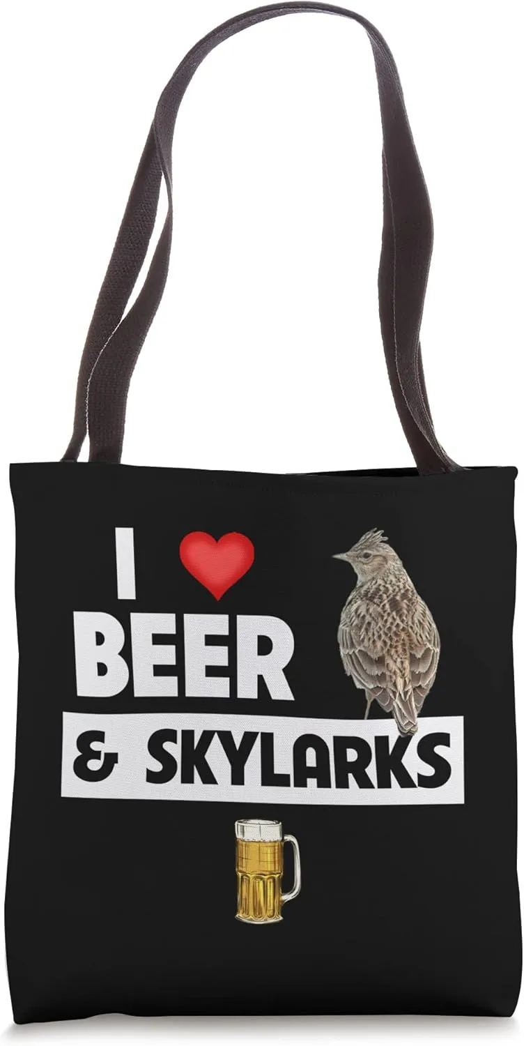 I Love Beer and Skylarks Eurasian Bird Watching Ornithology Tote Bag