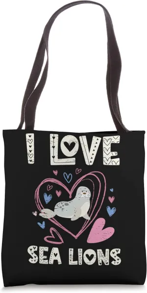I Love Sea Lions Shoreline Marine Mammals Tote Bag