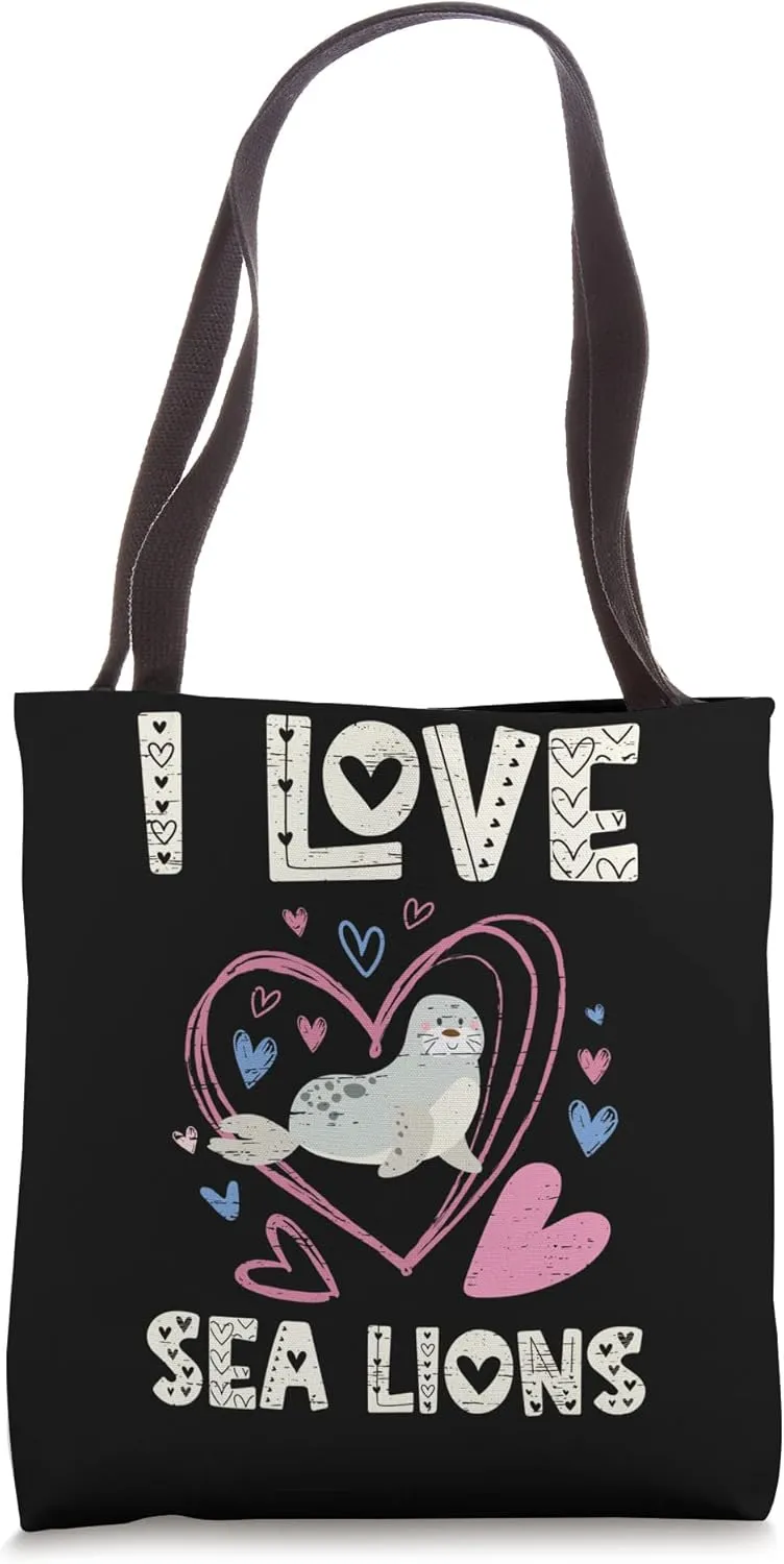 I Love Sea Lions Shoreline Marine Mammals Tote Bag
