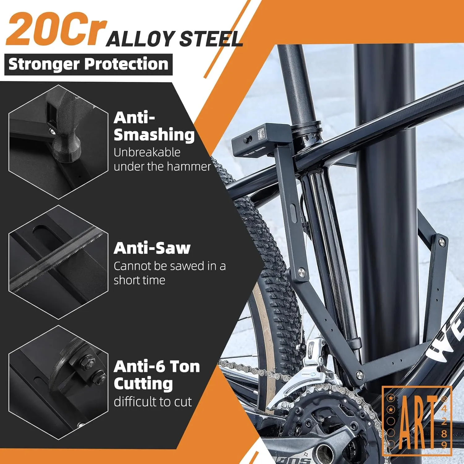 ICOCOPRO Folding Bike Lock, 3.28 FT Heavy Duty Bike Chian Lock with Bracket & 3 Keys, High Security Anti Theft Bicycle Lock for E Bike Scooter, MTB, Racing Bike, Motorcycle (Black)