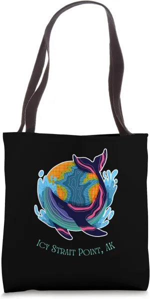 Icy Strait Point, AK Colorful Abstract Indigo Whale Design Tote Bag