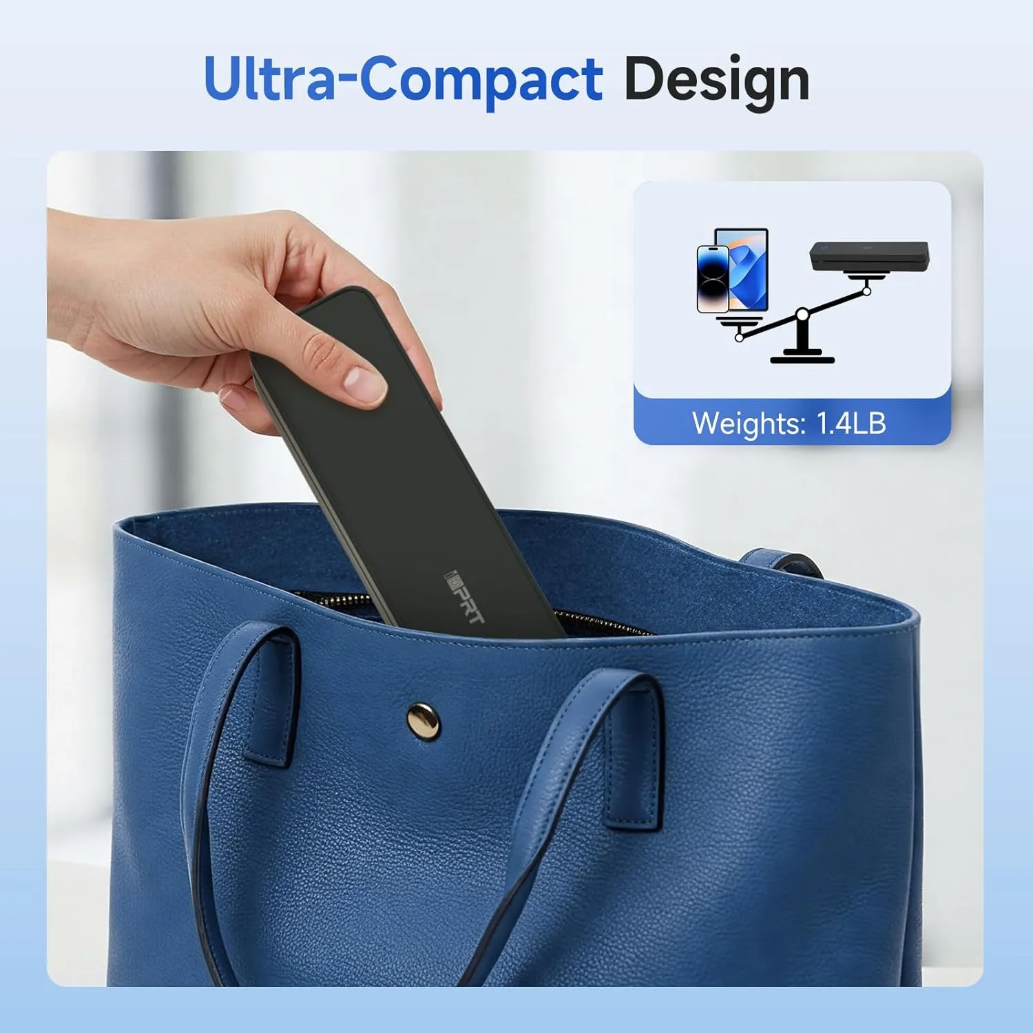 iDPRT Portable Printer Wireless for Travel, Bluetooth Thermal Printer Support for 8.5"x11" US Letter, Inkless Compatible with iOS, Android, Laptop for Office, Car and Home, School