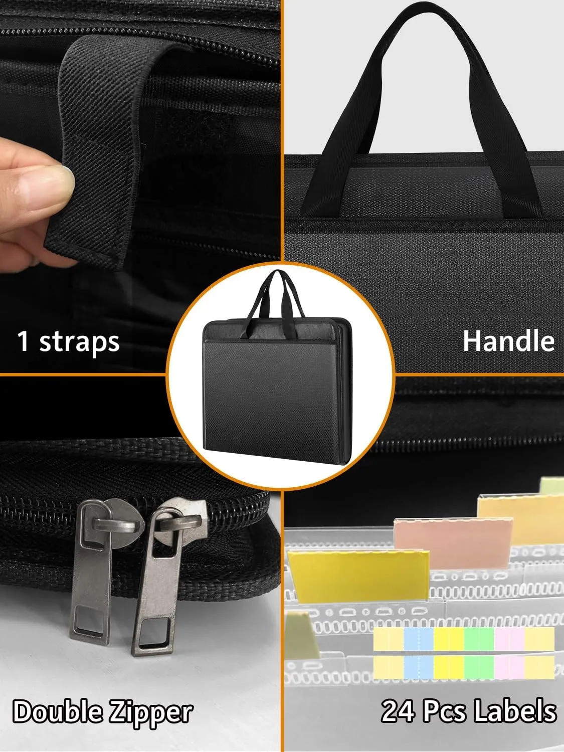 Important Document Organizer Folio Accordion File Organizer Fireproof Expanding File Folder Storage Box with Zipper Labels 13 Pockets for Business Office Receipt Travel