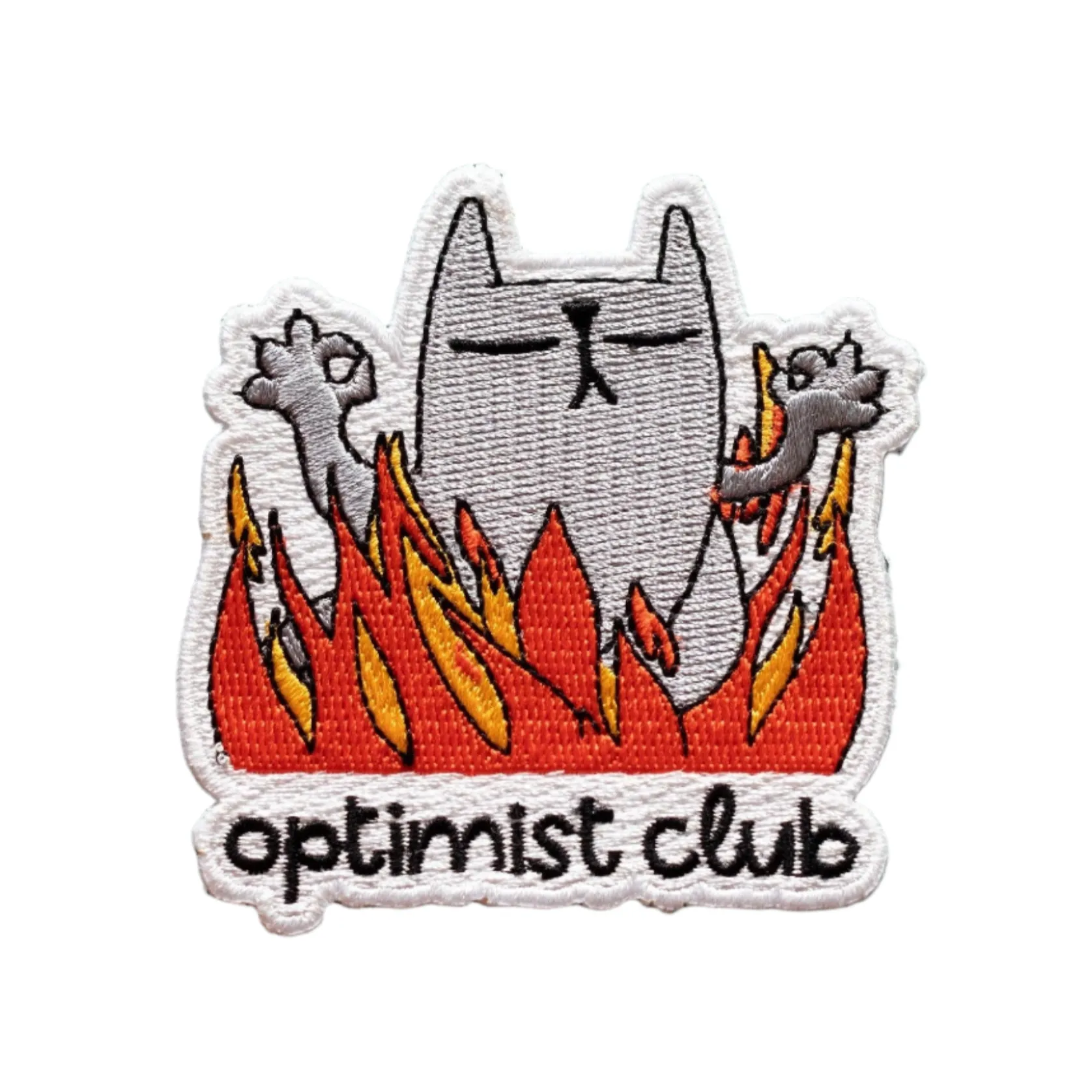 Iron-On Patch: Optimist Club Cat in Flames