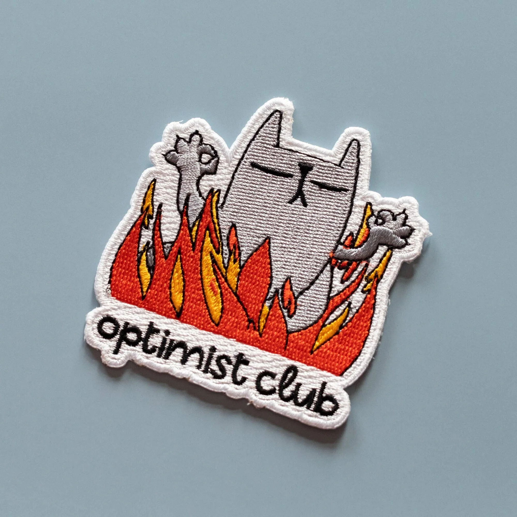 Iron-On Patch: Optimist Club Cat in Flames