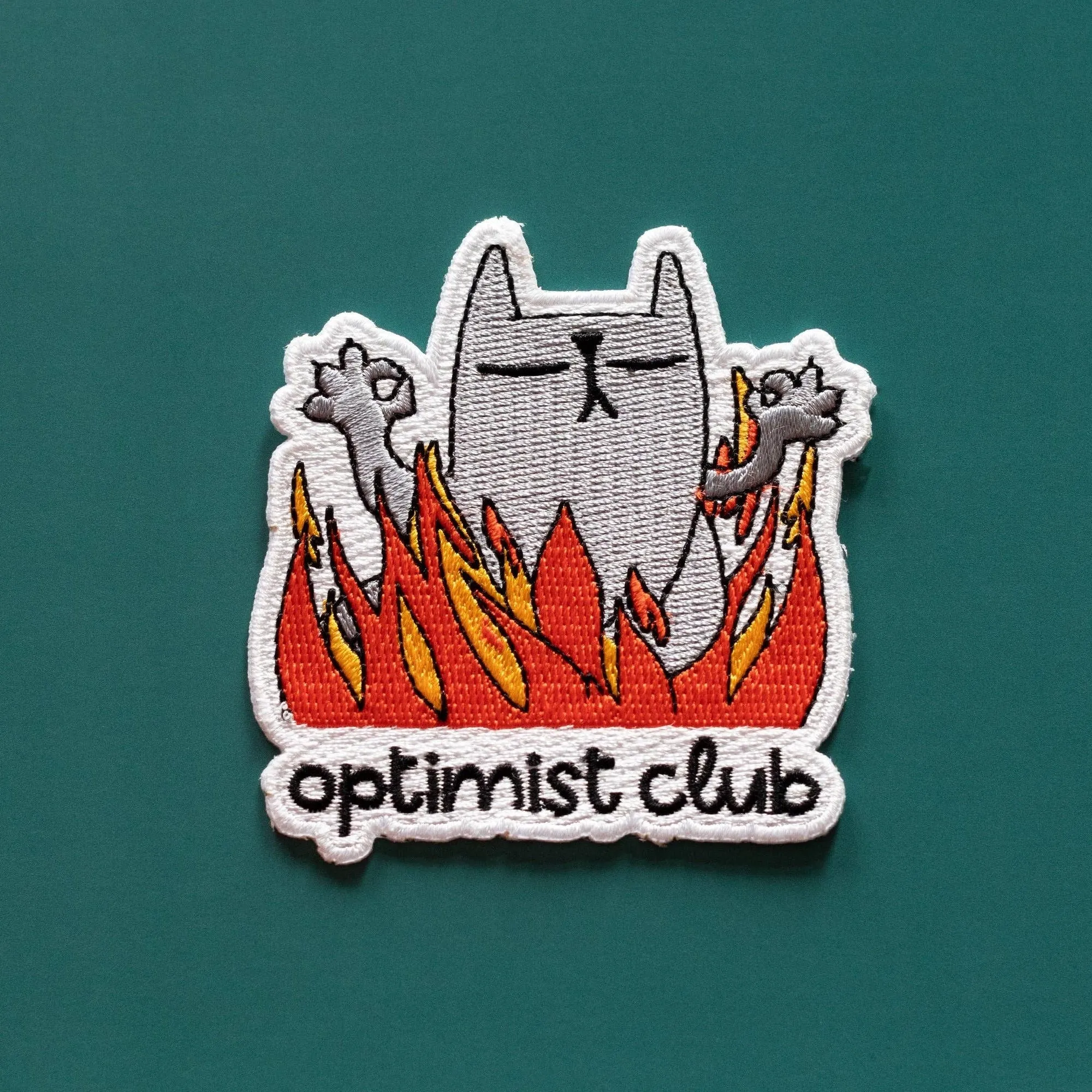 Iron-On Patch: Optimist Club Cat in Flames