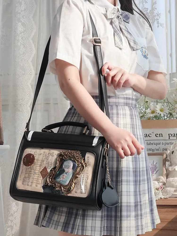 Ita Purse Bag for Girls Women, Kawaii Crossbody Bag Clear Window Shoulder Cute Messenger Bag Sling Purse Lolita Bag (Black)