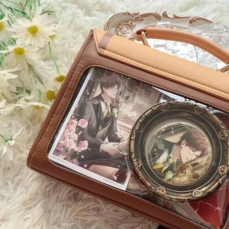 Ita Purse Bag for Girls Women, Kawaii Crossbody Bag Clear Window Shoulder Cute Messenger Bag Sling Purse Lolita Bag (Brown)
