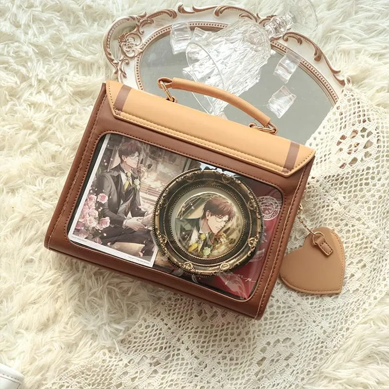 Ita Purse Bag for Girls Women, Kawaii Crossbody Bag Clear Window Shoulder Cute Messenger Bag Sling Purse Lolita Bag (Brown)
