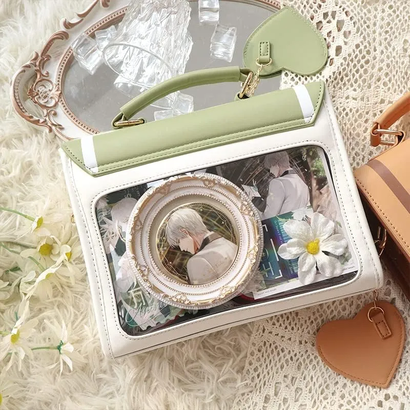 Ita Purse Bag for Girls Women, Kawaii Crossbody Bag Clear Window Shoulder Cute Messenger Bag Sling Purse Lolita Bag (Green)