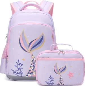 JIANYA Kids Backpack for School Girls Preschool Kindergarten Backpack with Lunch Box & Chest Strap, 15" Tall