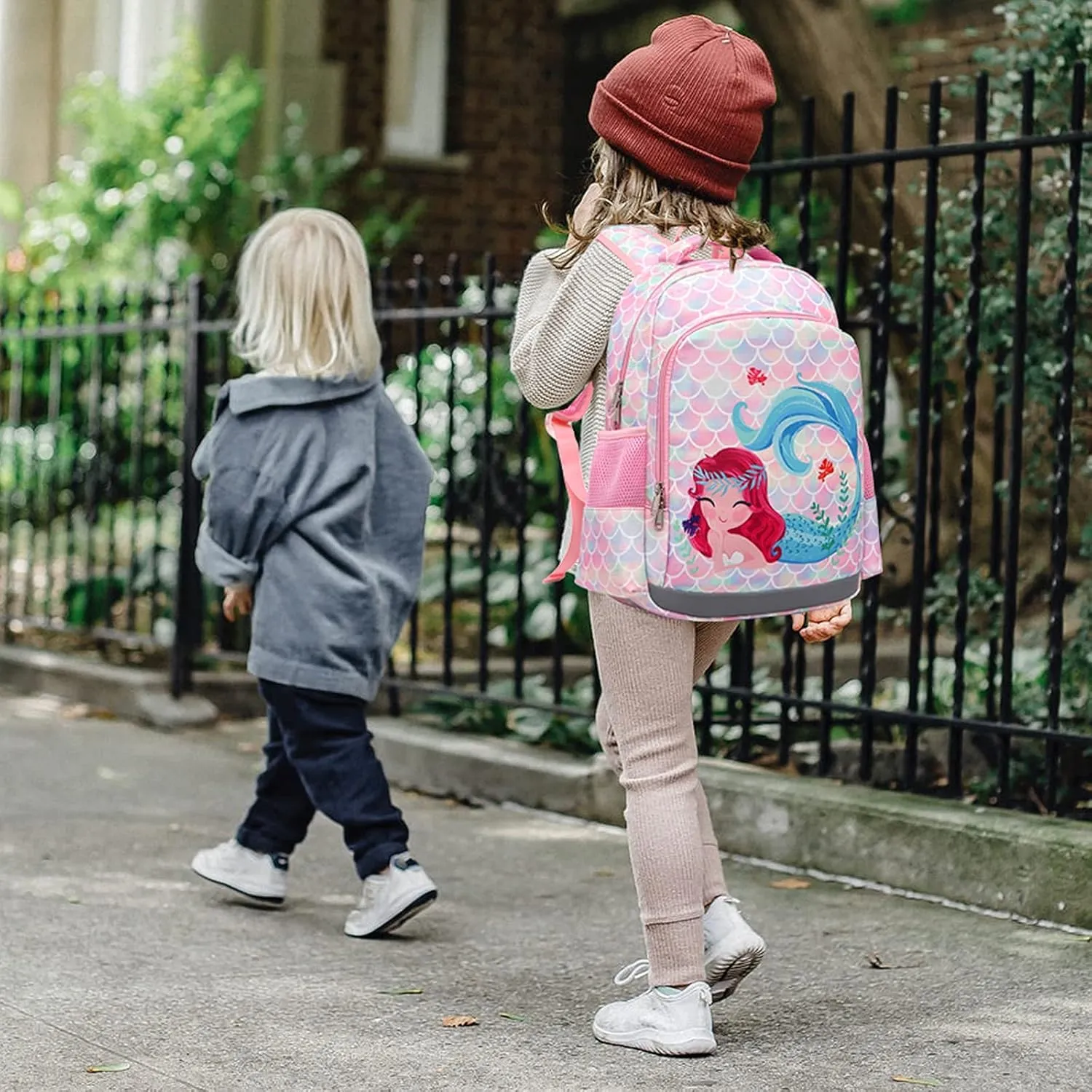 JIANYA Kids Backpack for School Girls Preschool Kindergarten Backpack with Lunch Box & Chest Strap, 15" Tall