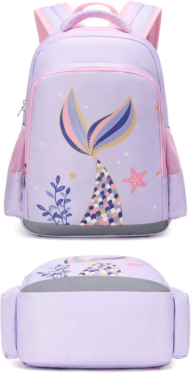 JIANYA Kids Backpack for School Girls Preschool Kindergarten Backpack with Lunch Box & Chest Strap, 15" Tall