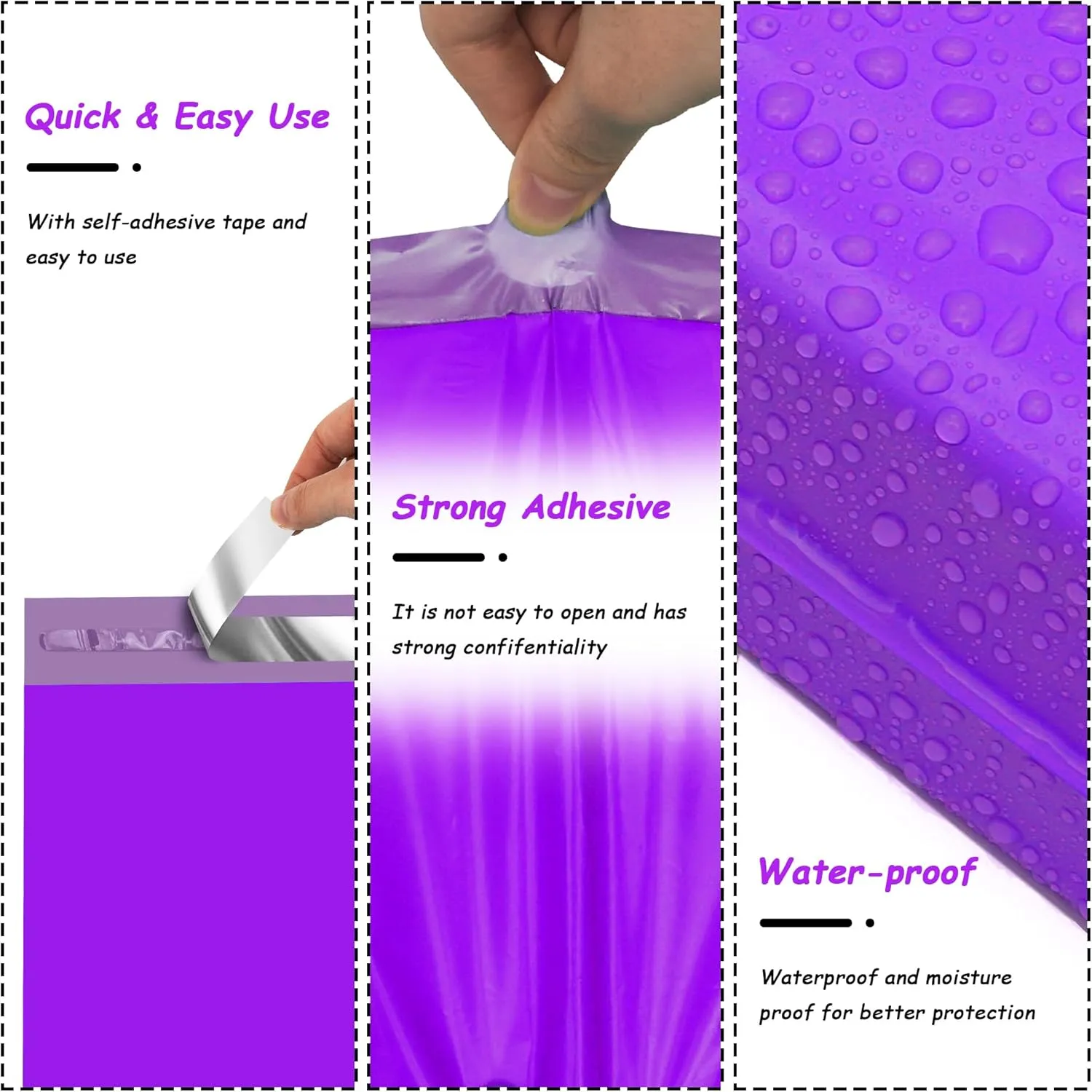 JinRuiKJ Poly Mailers 10x13 Inch 100 Pcs, Strong Adhesive Shipping Bags for Clothing, Durable Thick Mailing Envelopes with Self Seal, Packaging Bags for Small Business - Purple