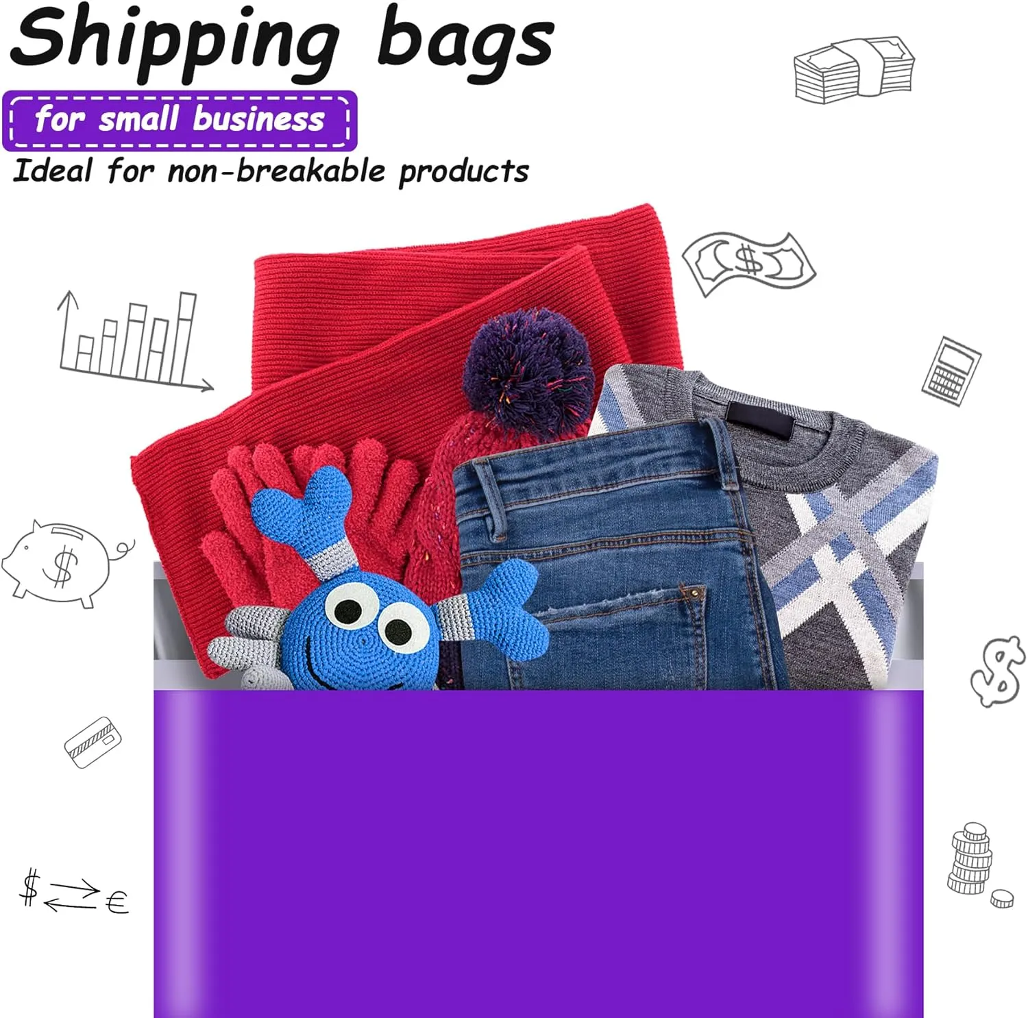 JinRuiKJ Poly Mailers 10x13 Inch 100 Pcs, Strong Adhesive Shipping Bags for Clothing, Durable Thick Mailing Envelopes with Self Seal, Packaging Bags for Small Business - Purple