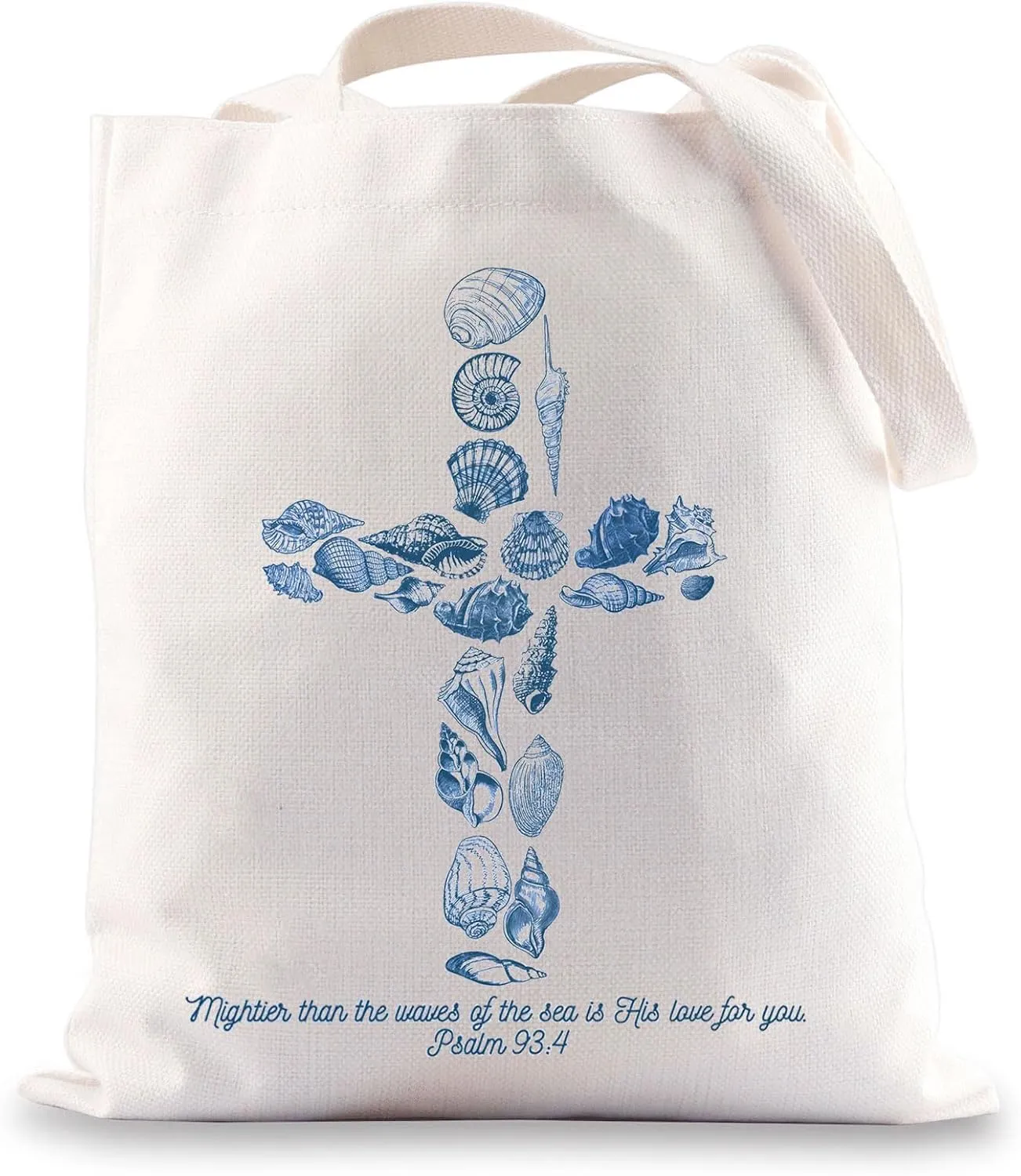 JNIAP Beachy Christian Tote Bag Christian Gift Mightier Than The Waves Of The Sea Is His Love For You Shoulder Bag