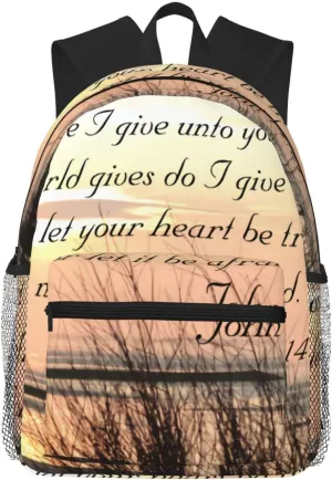 John 14 27 My Peace I Give To You, Bible Verse Classic Round Lightweight Packable Backpack Travel Casual Hiking Daypack Foldable Backpack For Men Women
